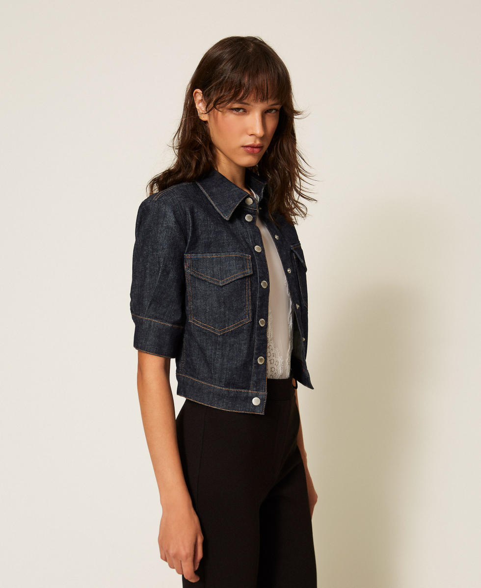 Denim fitted shirt Rinsed Denim Woman 261AP2365_06295_02