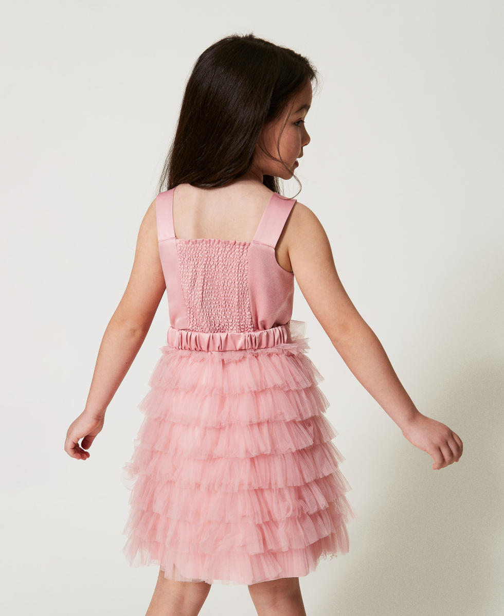 Abito corto in duchesse e tulle Sweet Rose Bambina 251GJ2QS0_00533_03