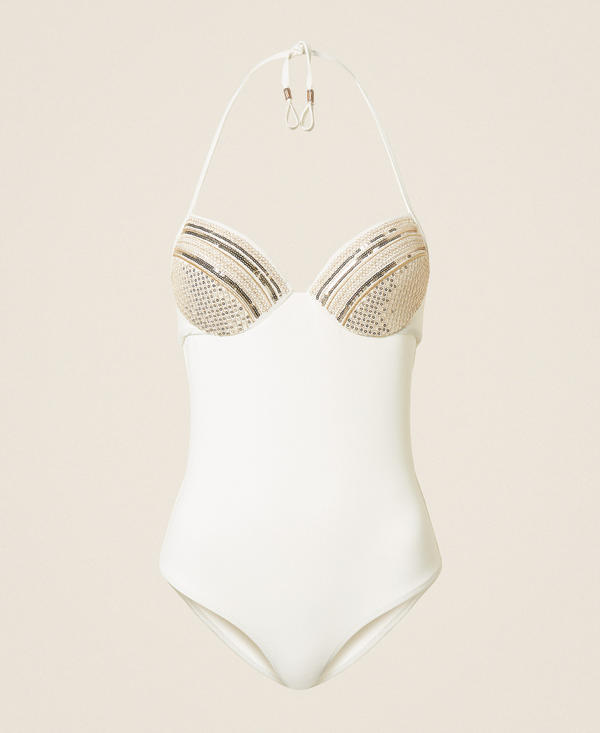 One-piece push-up swimsuit with sequins