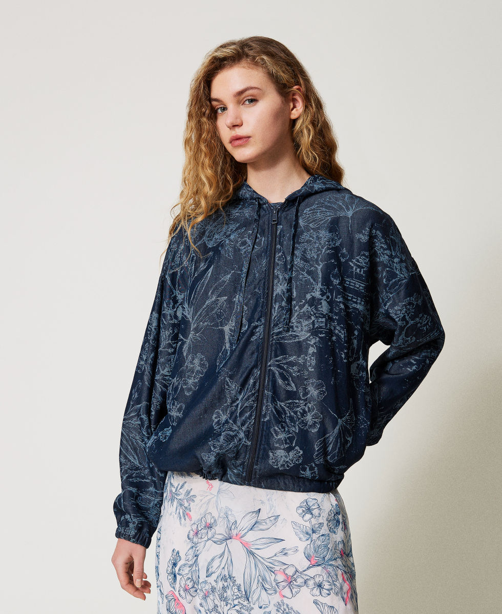 MYFO bomber jacket in floral denim Denim Toile de Jouy Woman 251AQ2110_12433_04