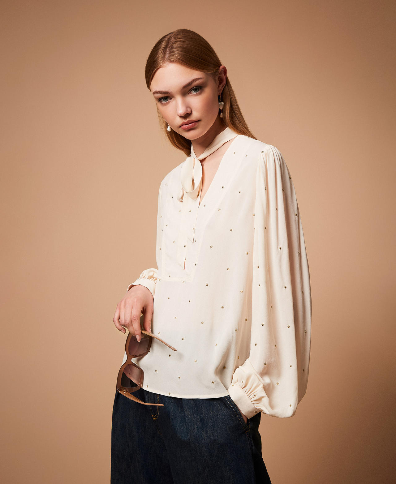 elu. エルAurora blouse 2Way tweed beige 252TP2032_07222_PC?quality=