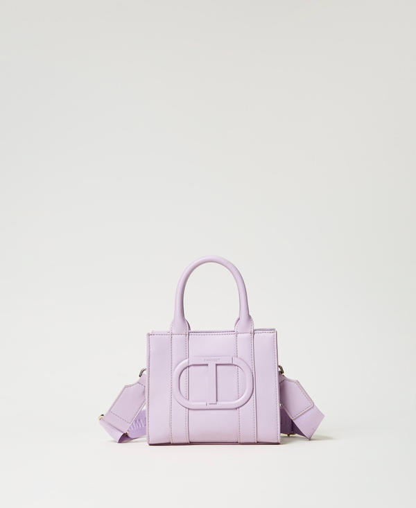 Faux leather shoulder bag with Oval T