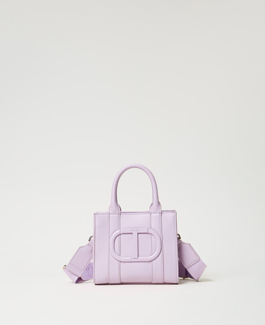 Faux leather shoulder bag with Oval T Pastel Violet Girl 251GJ8013_11862_01