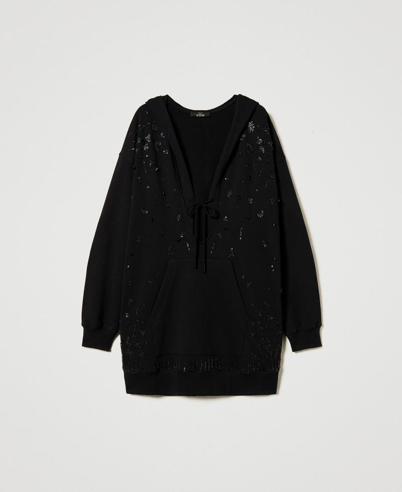 Short dress with handmade embroidery Black Woman 251AP2060_00006_S0