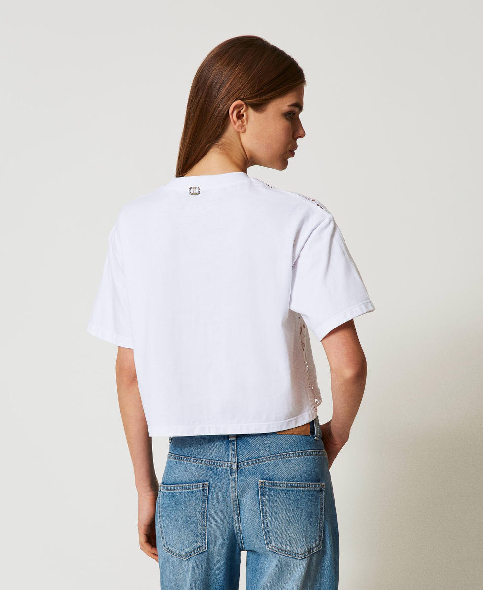 T-shirt avec broderies anglaises Blanc Femme 251TT2340_00001_03
