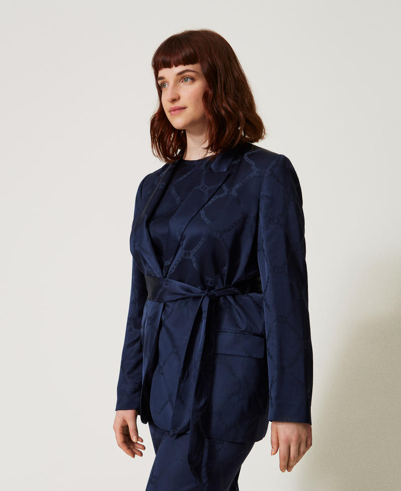 Blazer with jacquard Oval T Indigo Woman 251TP2010_00384_02