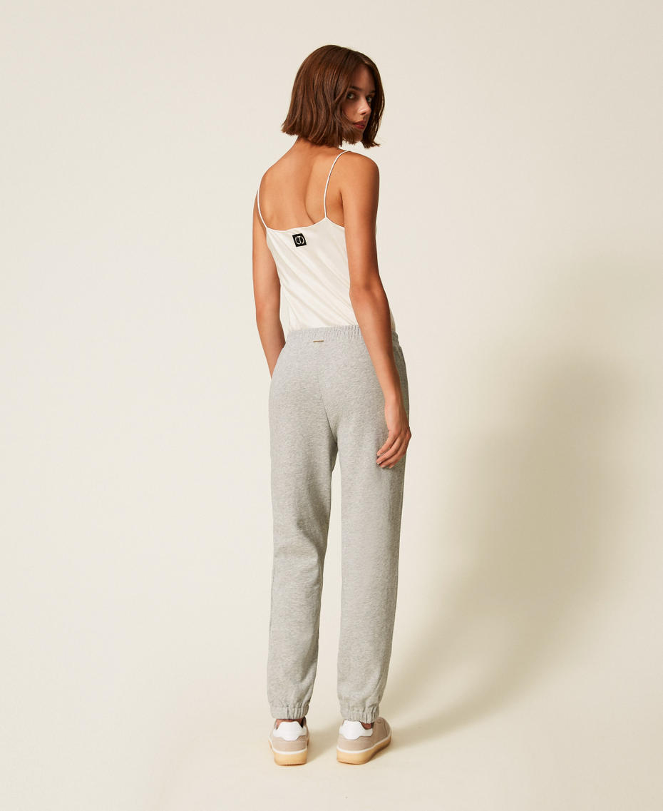 Plush trousers with rhinestones and pearls Melange Grey Woman 252LI2MDD_00082_03