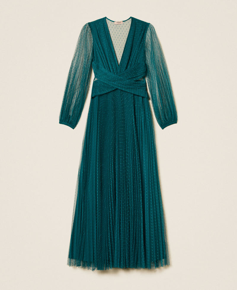 Long plumetis tulle dress Night Forest Woman 252TT2021_12992_S0