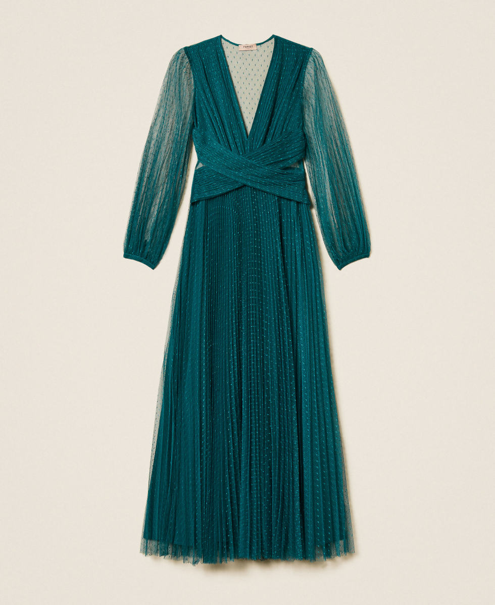 Robe longue en tulle plumetis Vert &laquo;&nbsp;Night Forest&nbsp;&raquo; Femme 252TT2021_12992_S0