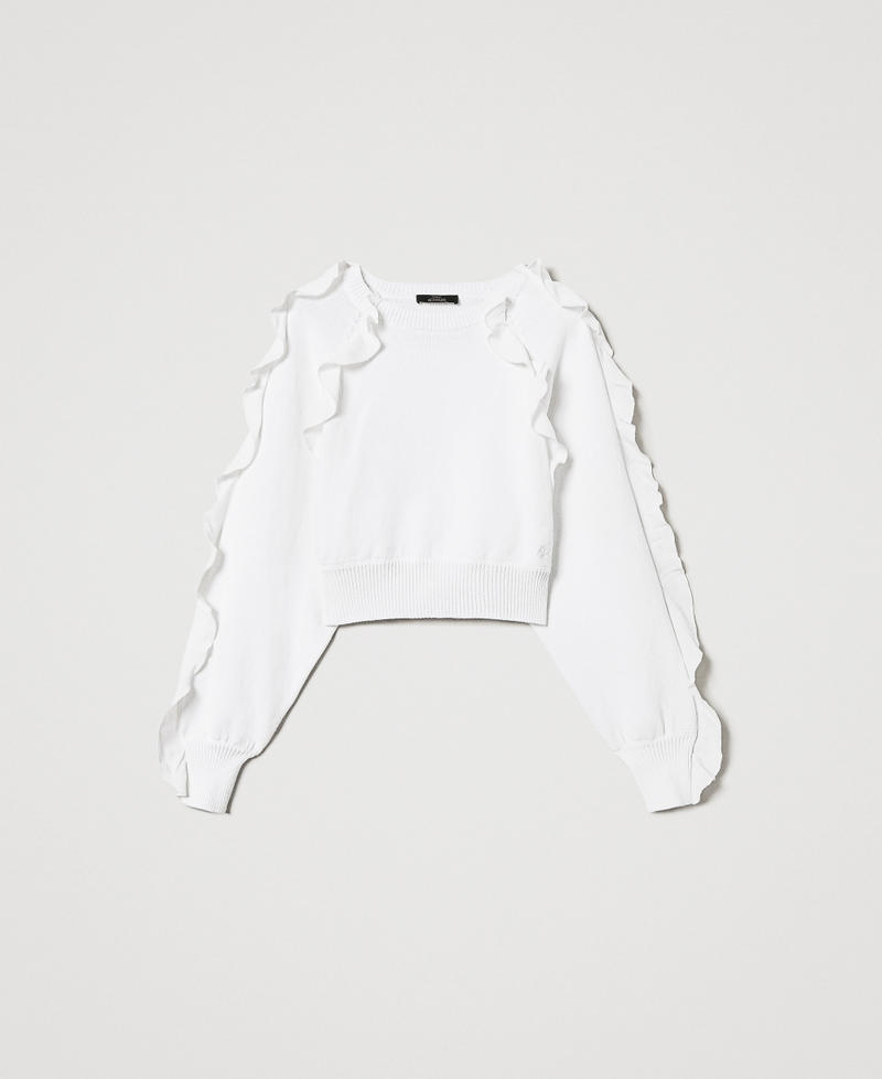 Kimono jumper with ruffles Sugar White Woman 251AP3180_00632_S0