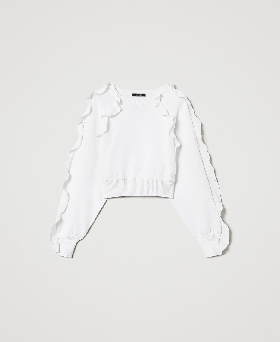 Kimono jumper with ruffles Sugar White Woman 251AP3180_00632_S0