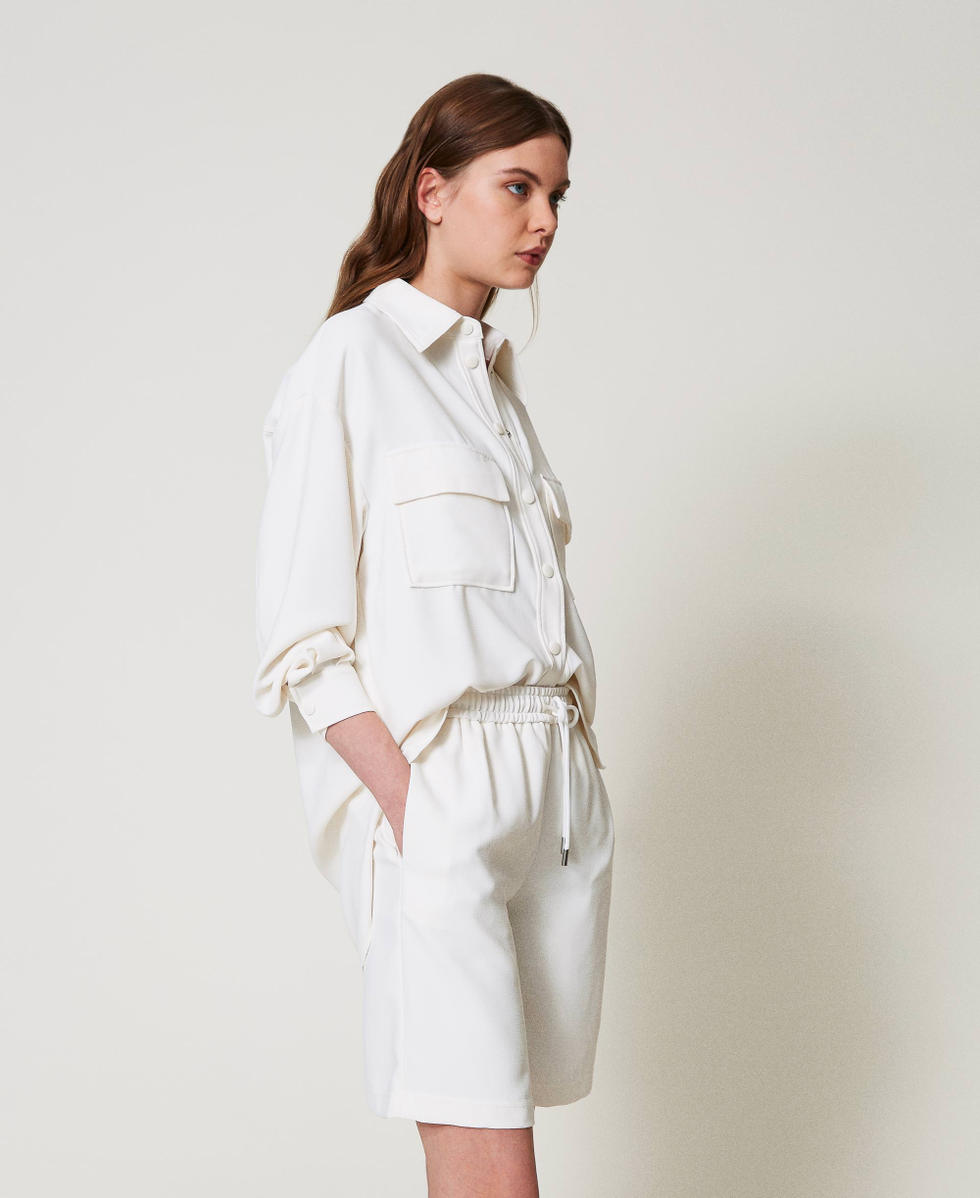 Cr&ecirc;pe piquet shorts Sugar White Woman 251AP2331_00632_01