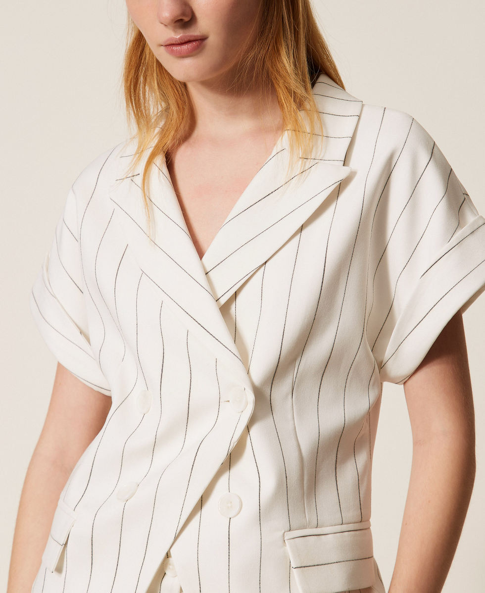 Double breasted pinstripe jacket Off White Pinstripe Woman 261AP2085_13283_04