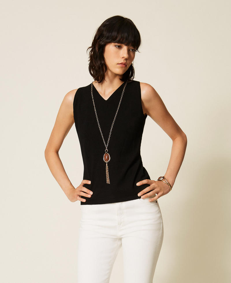 Dual use fitted knit top Black Woman 262TP3Q14_00006_05