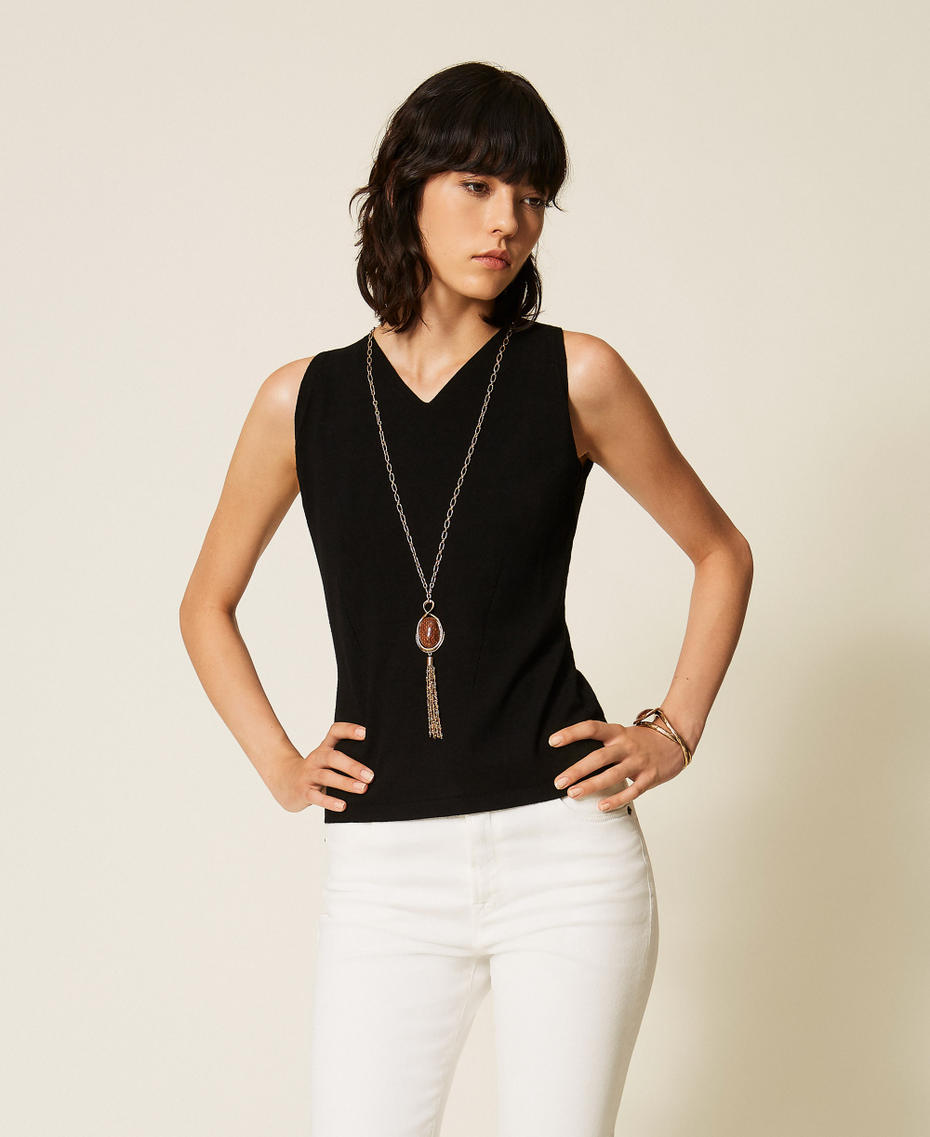 Dual use fitted knit top Black Woman 262TP3Q14_00006_05