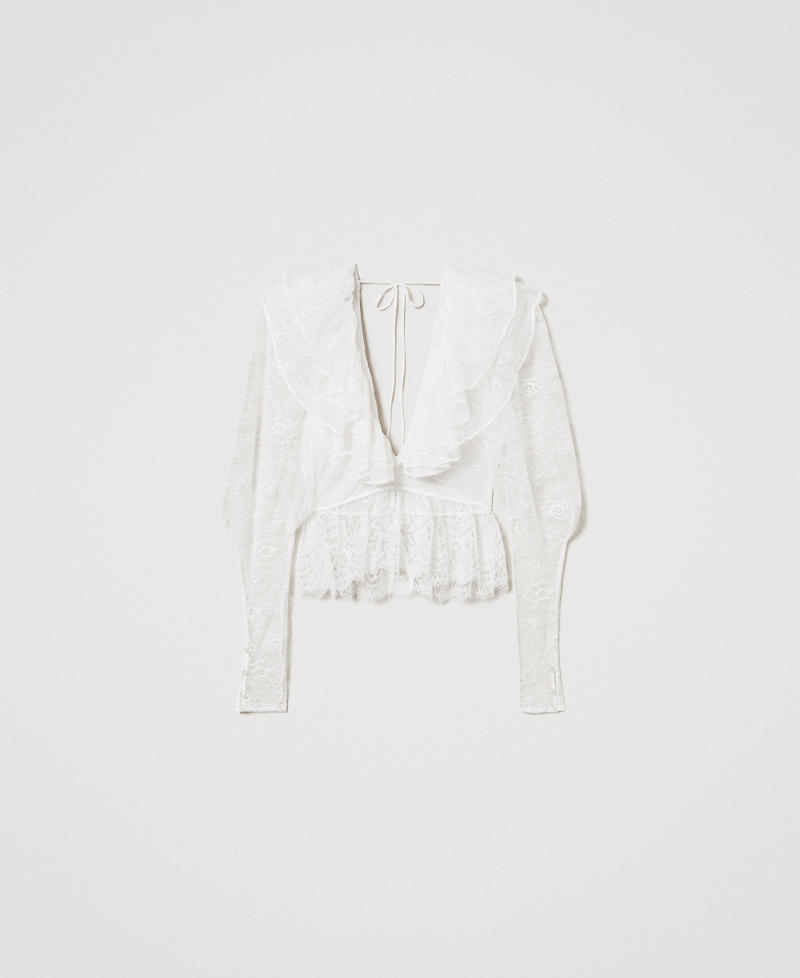 Bluse „Lilie“ aus Spitze mit Volants Weiß Schnee Frau 251TS2090_00282_0S