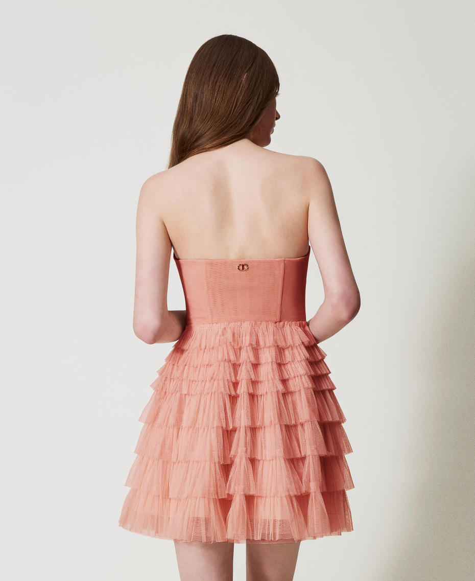 Short tulle bustier dress Dusty Coral Woman 251TQ2040_12364_03