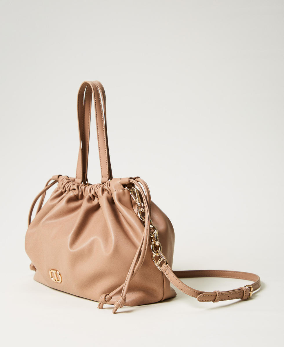 Shopper with ruching Pale "Ginger Root&rdquo; Beige Woman 251TD8031_11640_02
