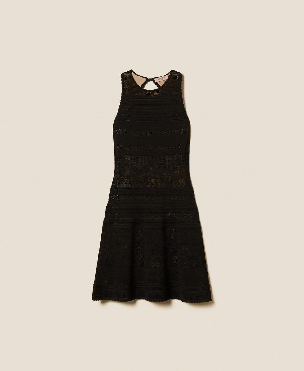Short floral knit dress Black Woman 261TT3291_00006_S0