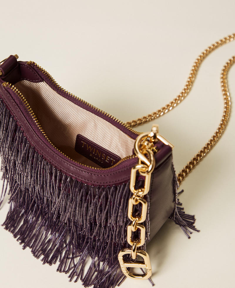 Croissant bag with bead fringes Purple Eden Woman 252TD8240_12635_04