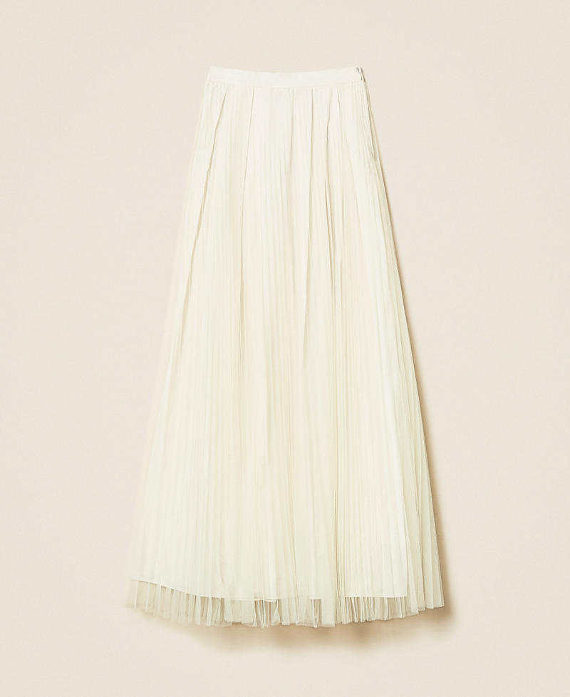 Falda larga de tafetán y tul Nácar Mujer 252TT2284_00059_S0