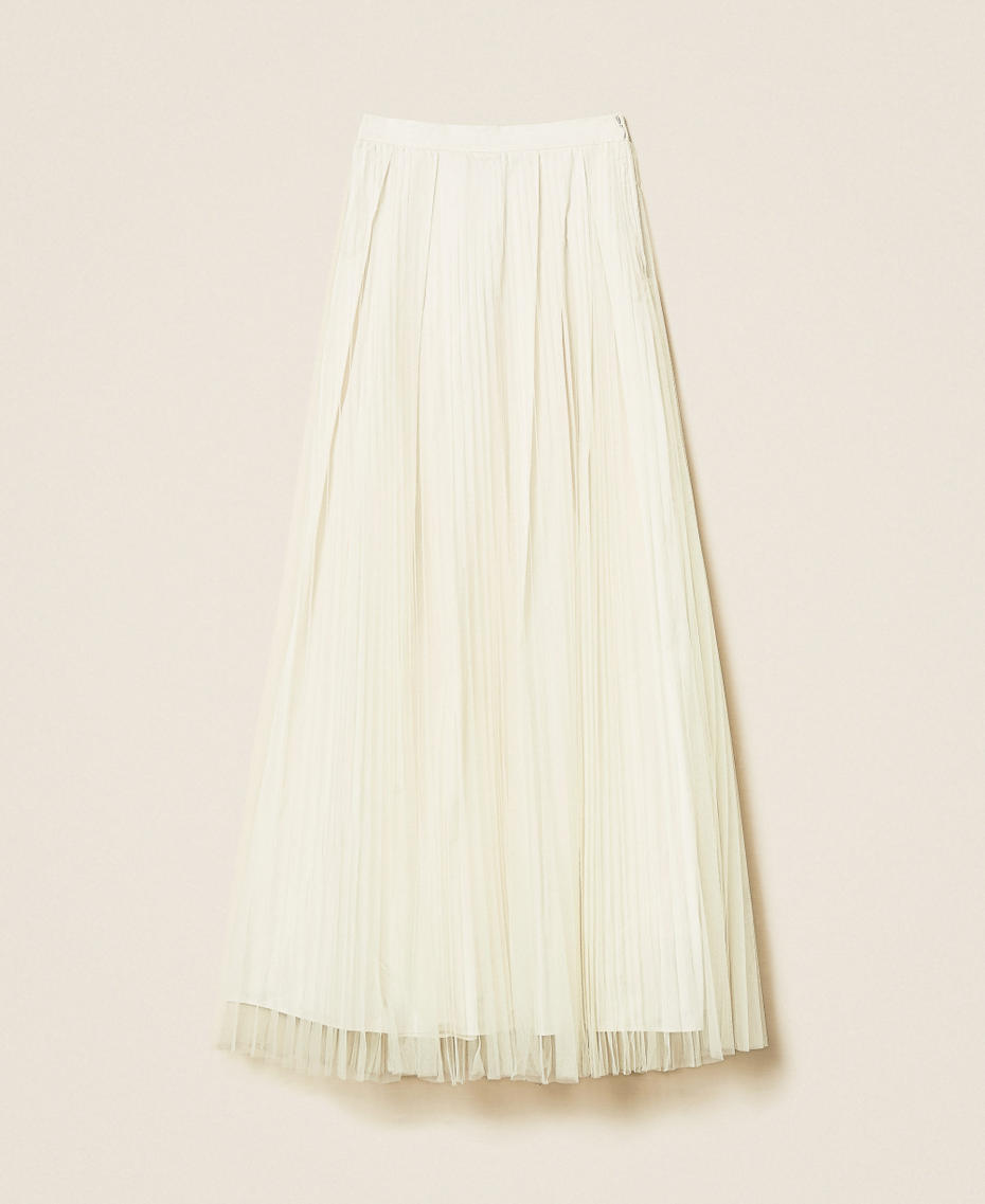 Falda larga de tafetán y tul Nácar Mujer 252TT2284_00059_S0