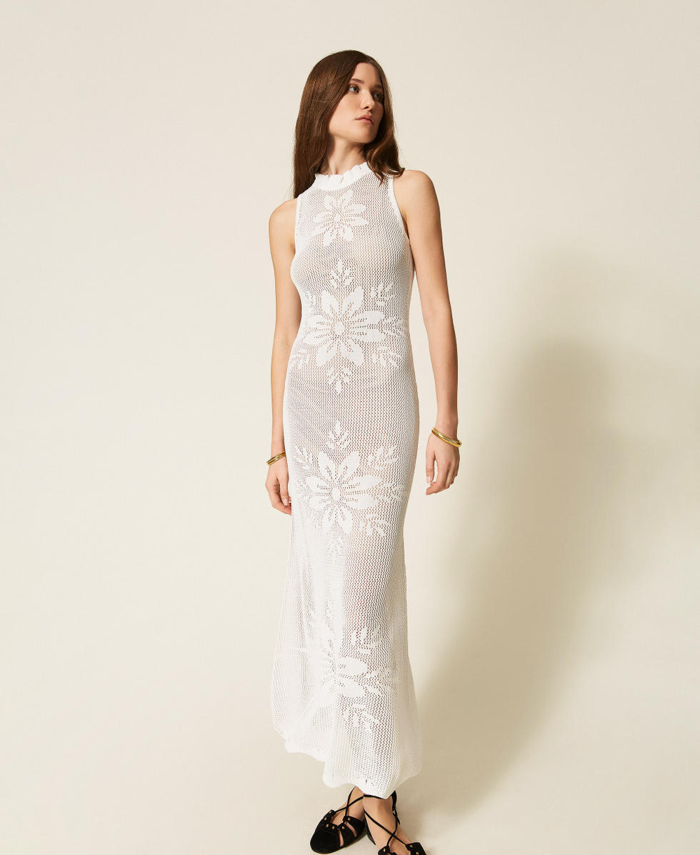 Long floral knit dress White Snow Woman 261TT3280_00282_02