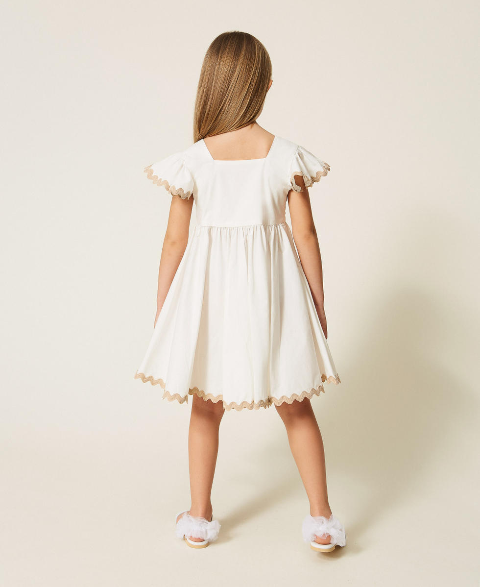 Robe courte pour fille en popeline avec broderie Off White Fille 261GB2152_00526_03
