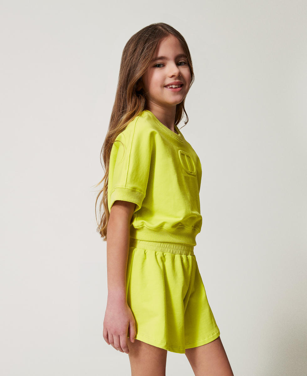 Felpa con Oval T e shorts Yellow Plum Bambina 251GJ2580_12124_01
