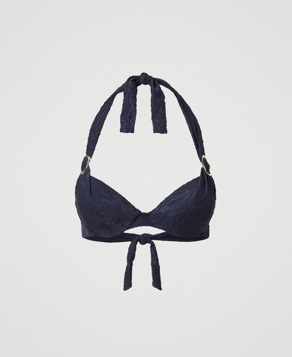 Jacquard push-up bikini top with rings
