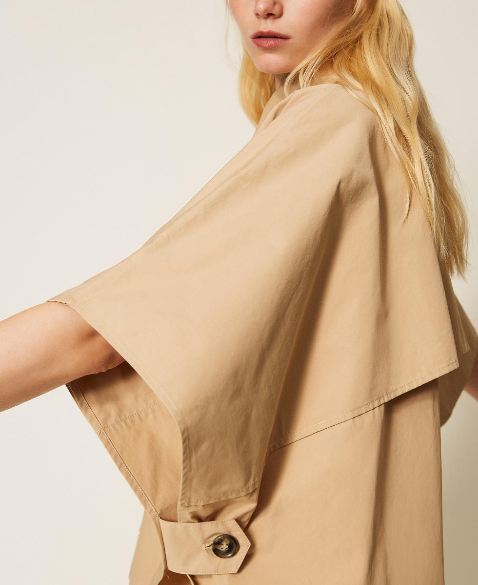 Poncho trench in gabardina Beige "Delicate Sand" Donna 261TA4290_13161_05
