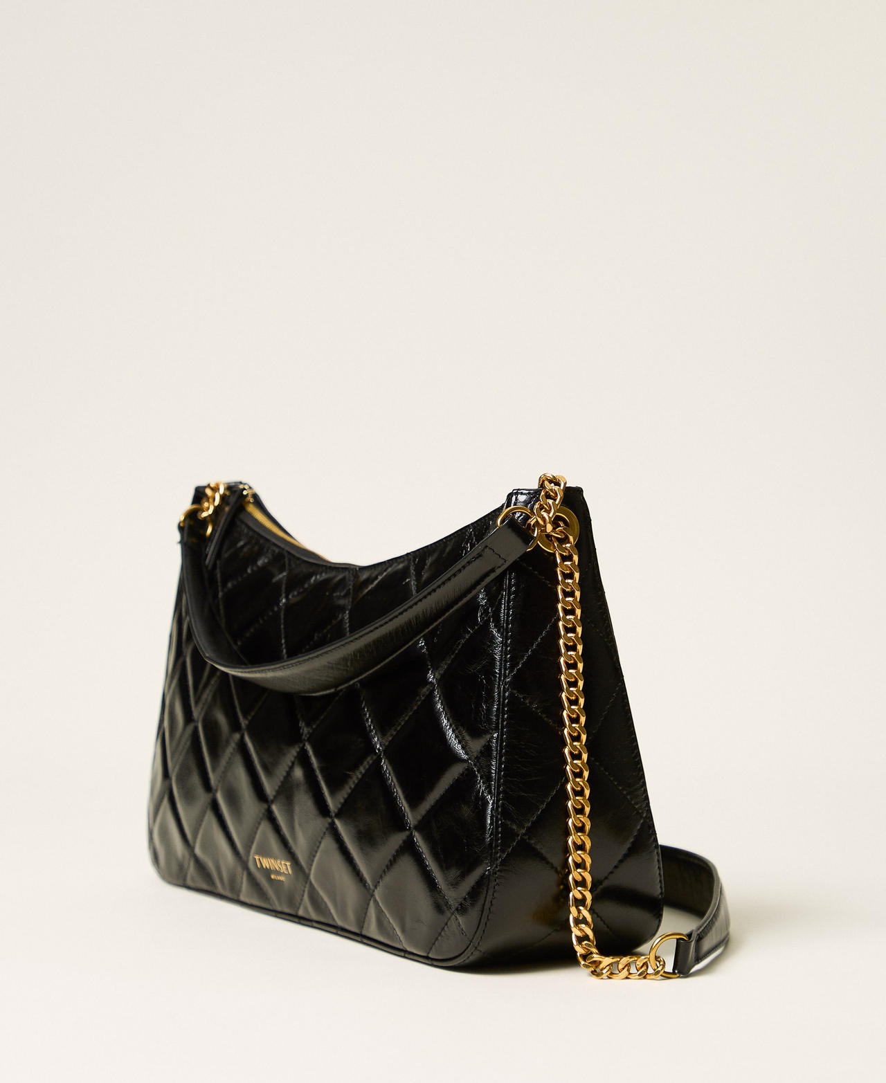 Gro&szlig;e Liliane Tasche aus gestepptem Leder Schwarz Frau 262TD8150_00006_02