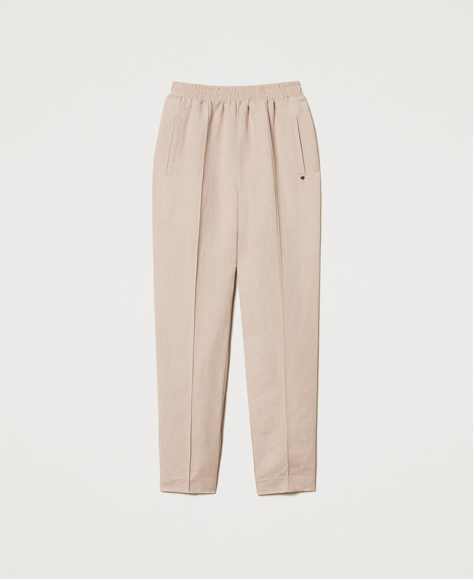 Linen blend cigarette trousers Rose Desert Woman 251LL2BCC_12109_S0