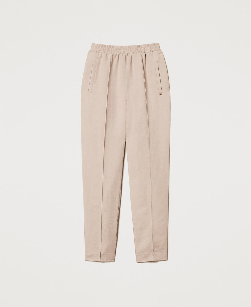 Linen blend cigarette trousers Rose Desert Woman 251LL2BCC_12109_S0