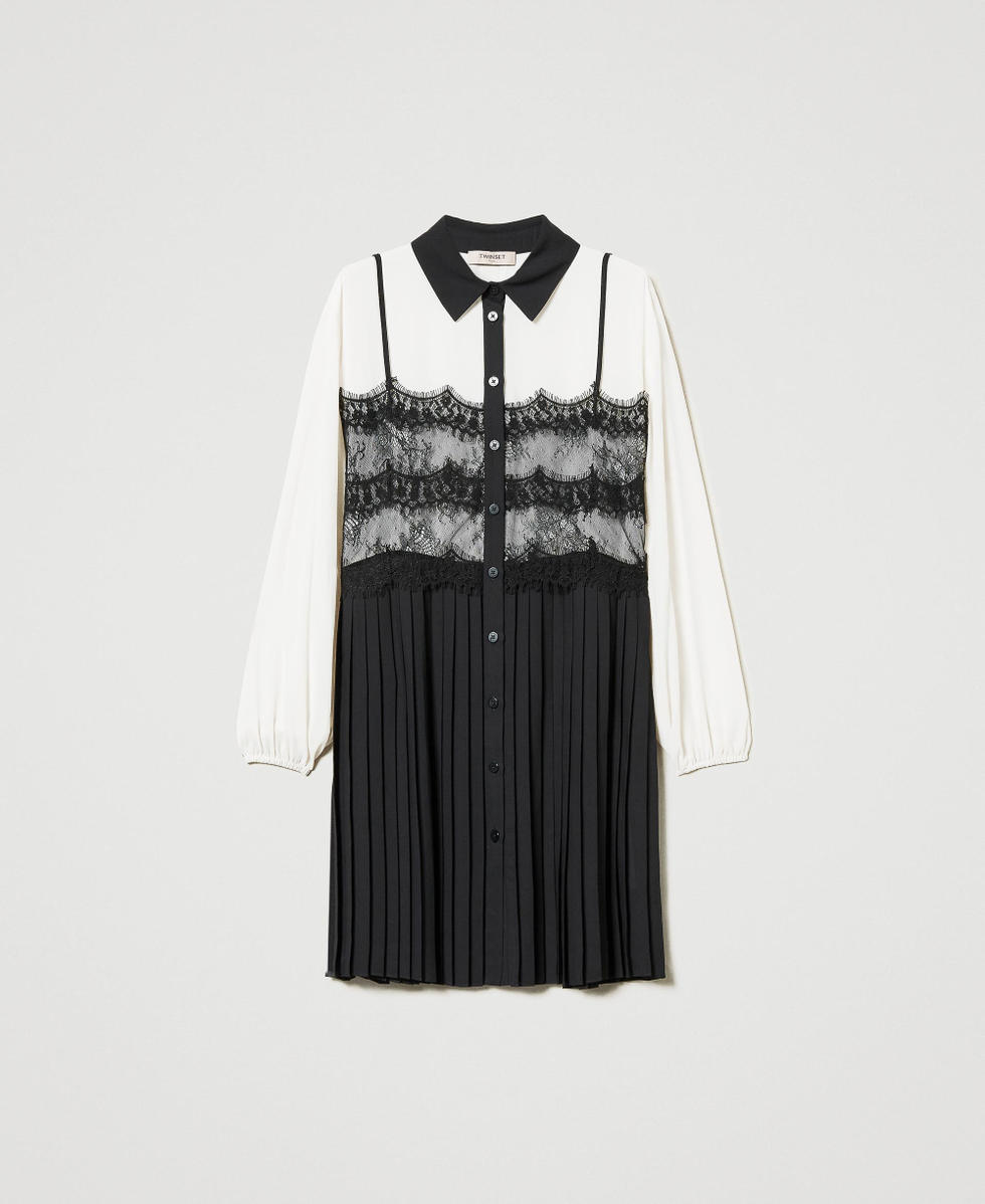 Robe courte chemisier en cr&ecirc;pe georgette