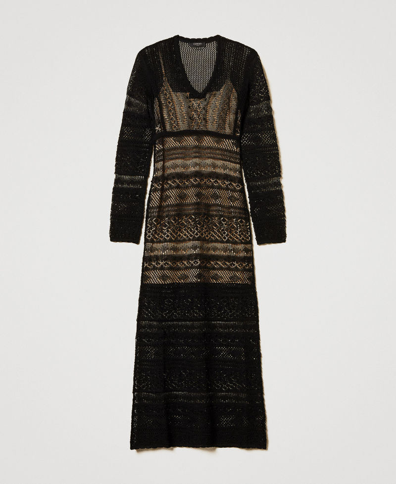 Long lace stitch knit dress Black Woman 251TS3107_00006_0S