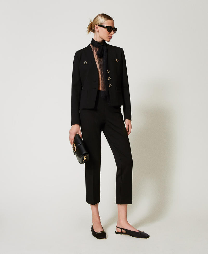 Trousers with jewel buttons Black Woman 251TP2137_00006_0T