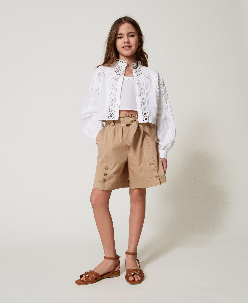 Chemise en popeline avec broderie incrust&eacute;e Blanc "Ice" Fille 251GJ2411_00808_T0