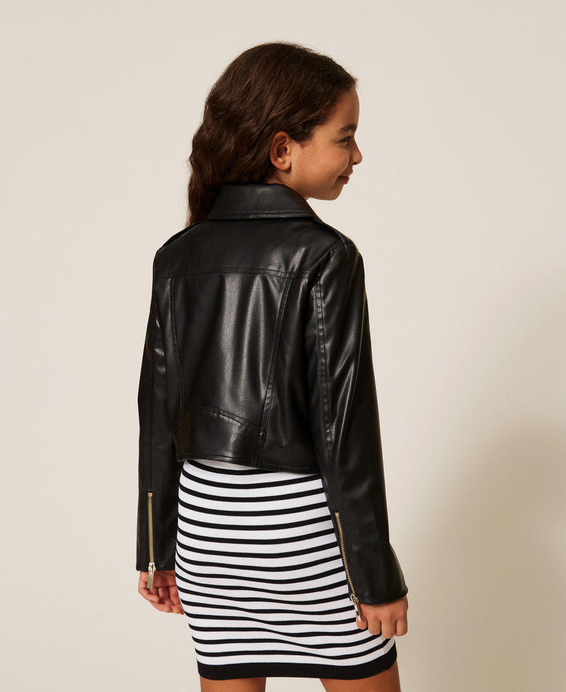 Faux leather biker jacket Black Girl 261GJ2053_00006_03
