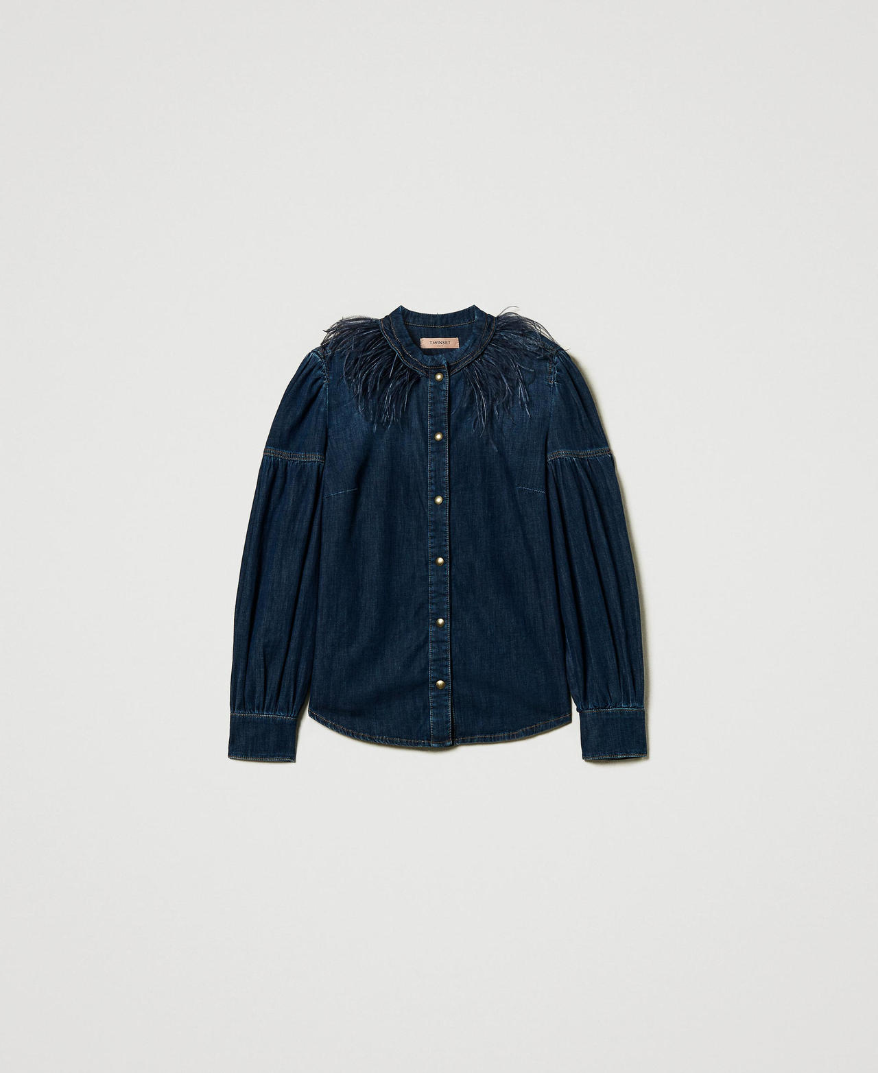 Scee by twin set Camicia in jeans con piume