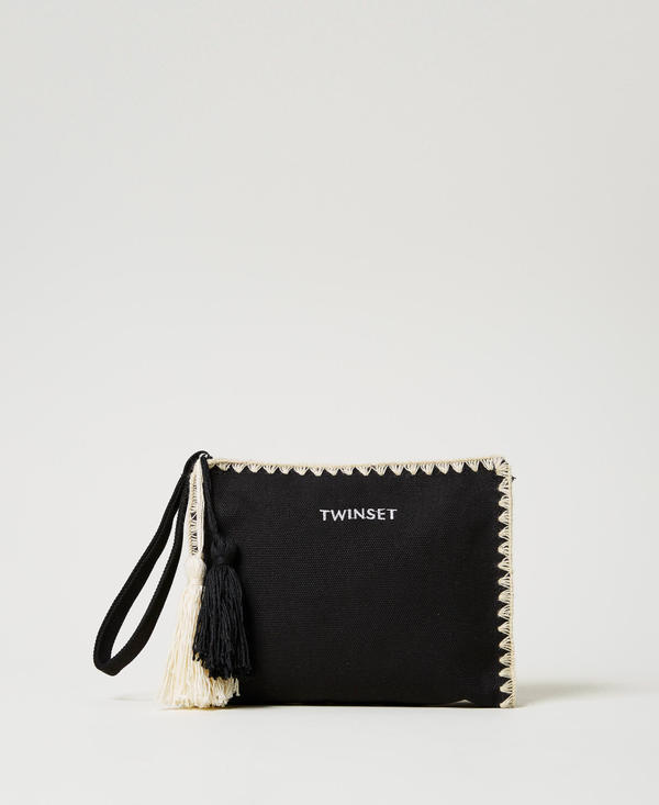 Canvas clutch with embroidery