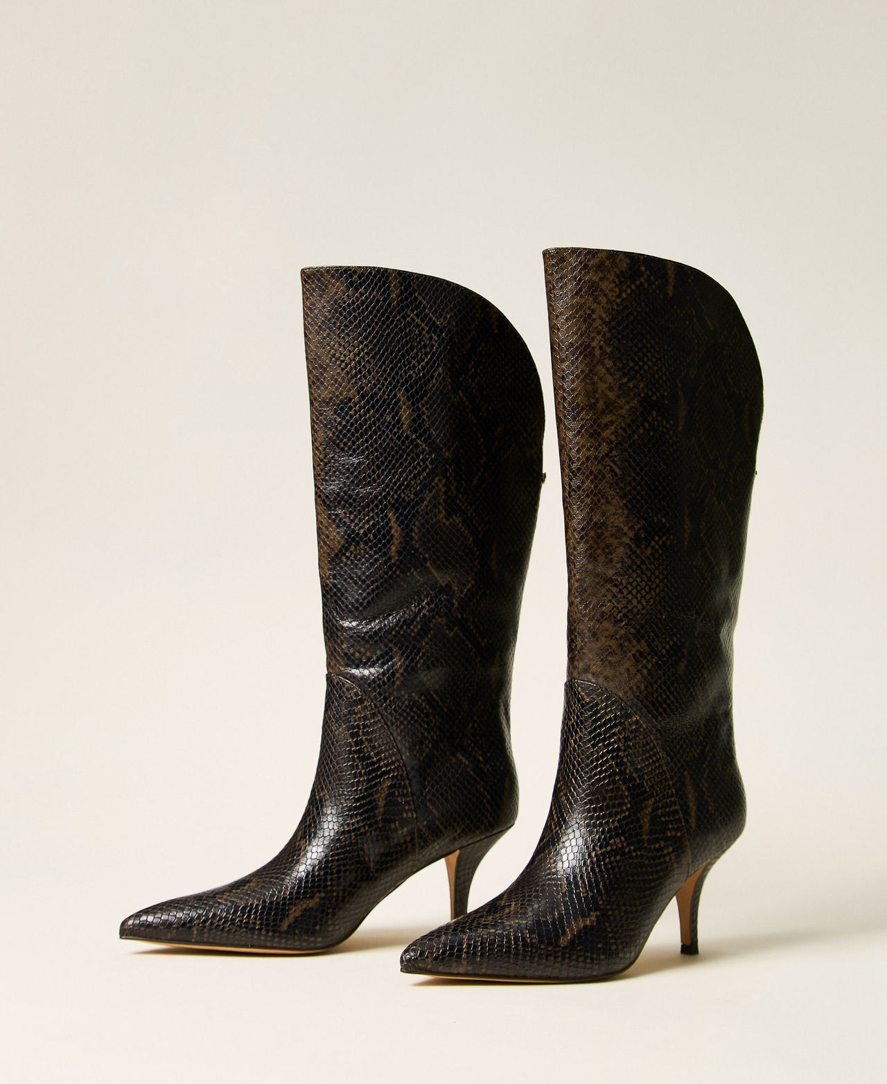 Python print high leather boots Coffee Python Print Woman 262TGT074_14054_02