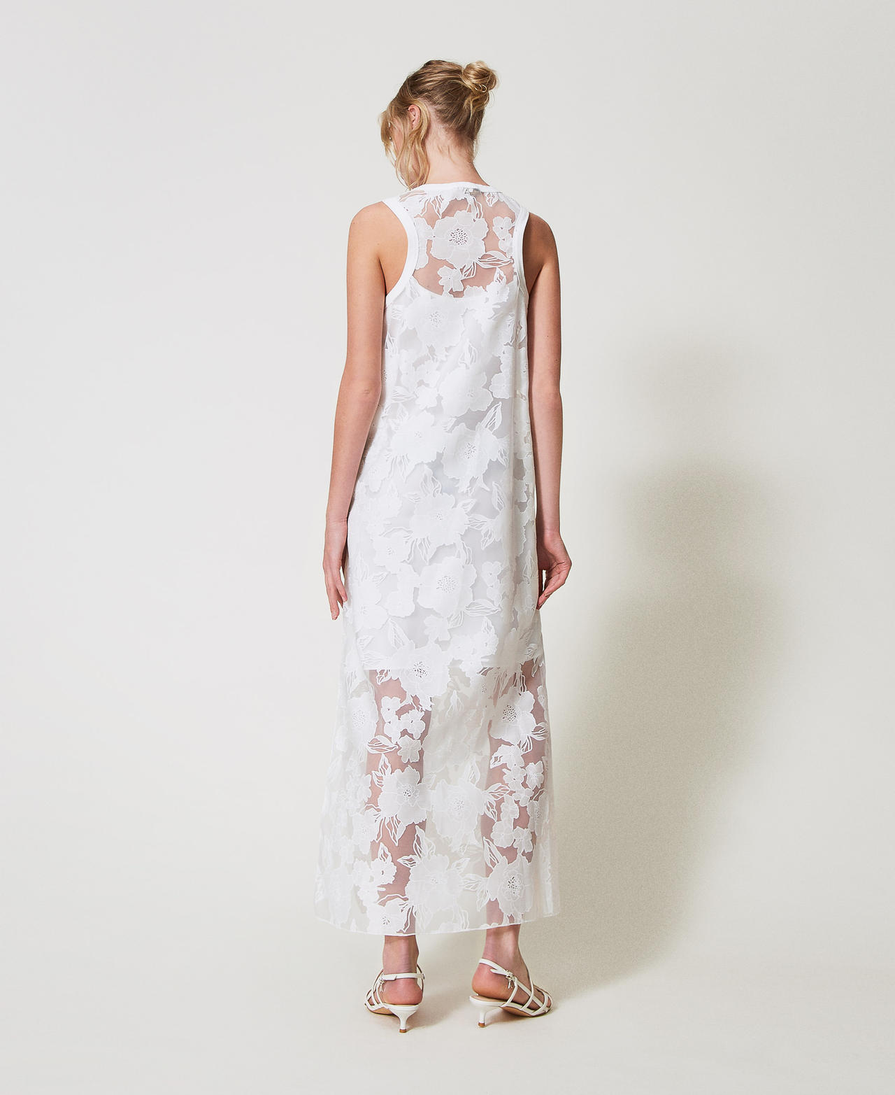Long fil coup&eacute; organza dress "Papers" White Woman 251AP2412_00840_02