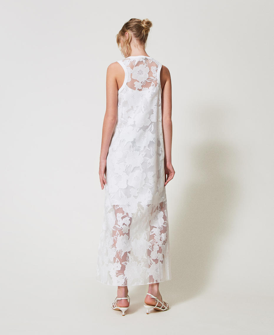Robe longue en organza fil coupé Blanc "Papers" Femme 251AP2412_00840_02