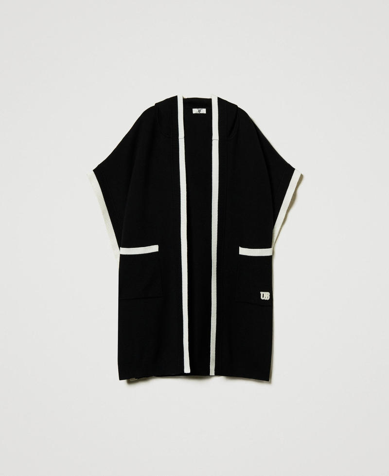 Knit poncho with pockets Black Woman 242LI4AGG_00006_S0