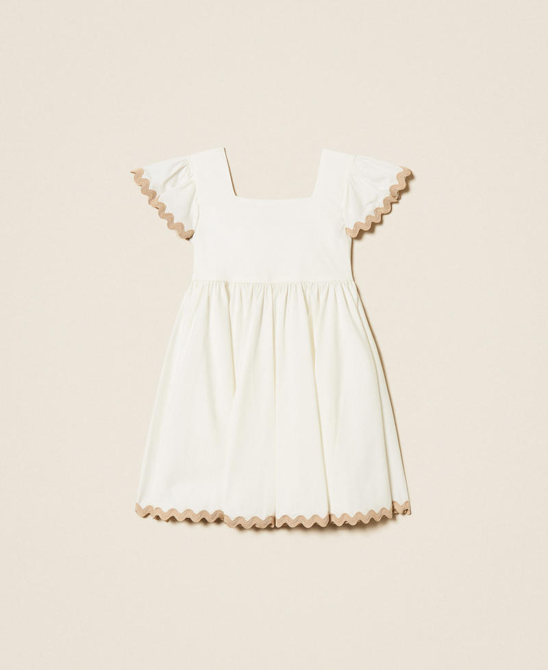 Abito corto baby in popeline con ricamo Off White Bambina 261GB2152_00526_S0