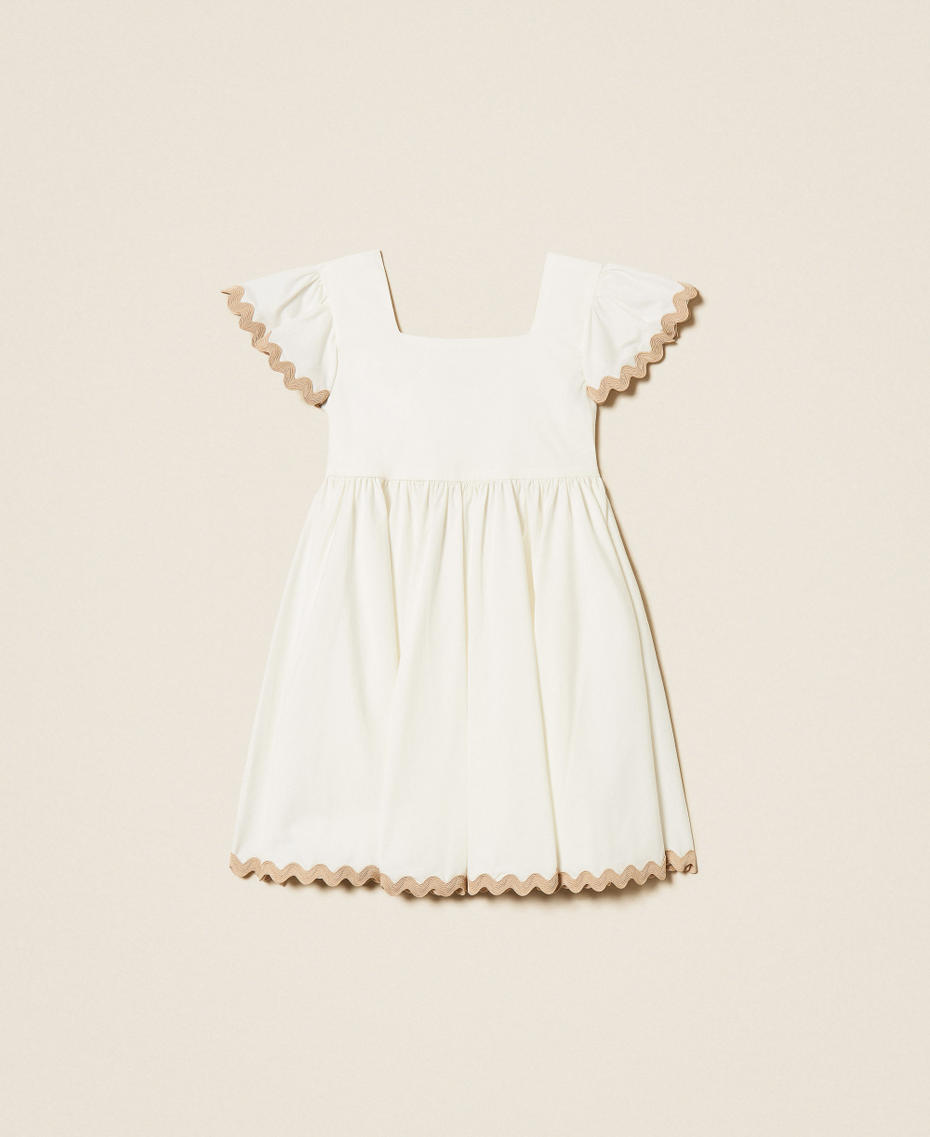 Abito corto baby in popeline con ricamo Off White Bambina 261GB2152_00526_S0