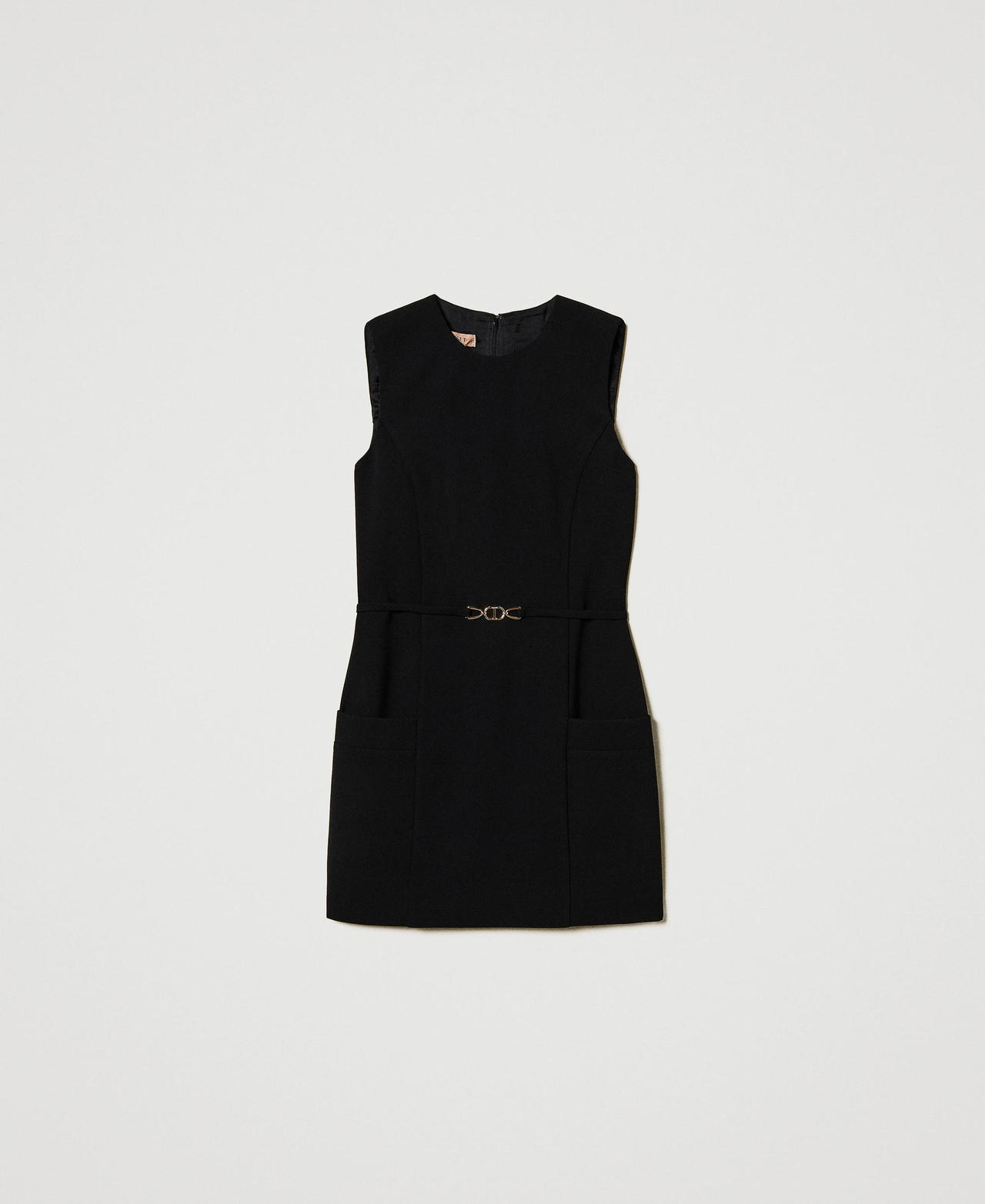 Fluid crêpe tunic with belt Black Woman 251TP2101_00006_0S