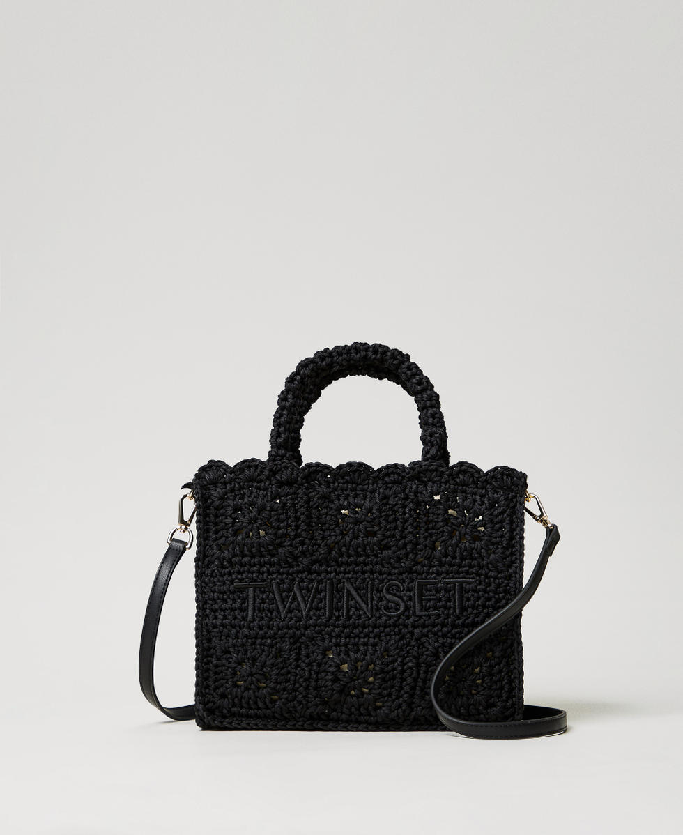 &lsquo;Boh&eacute;mienne&rsquo; crochet shopper bag Black Woman 251TB7411_00006_01