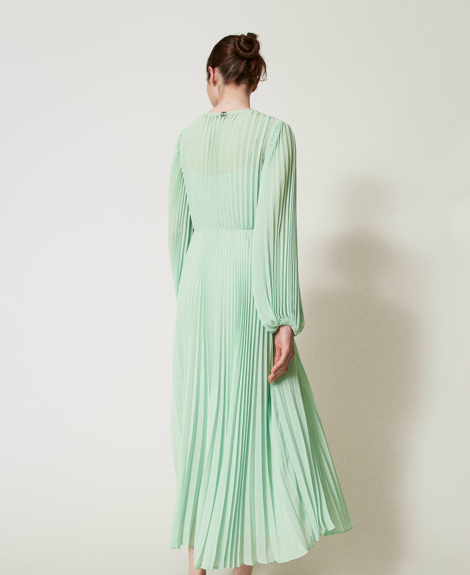 Robe longue en crêpe georgette plissé Mint Femme 251TP2330_12080_03